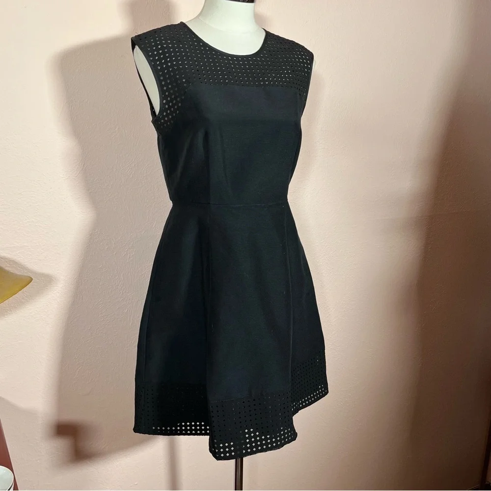J.CREW LBD fit and flare classic black sleeveless mini dress Cocktail Silk deco